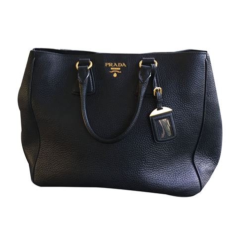 sac prada cuir noir|Grand Sac à Main En Cuir Noir .